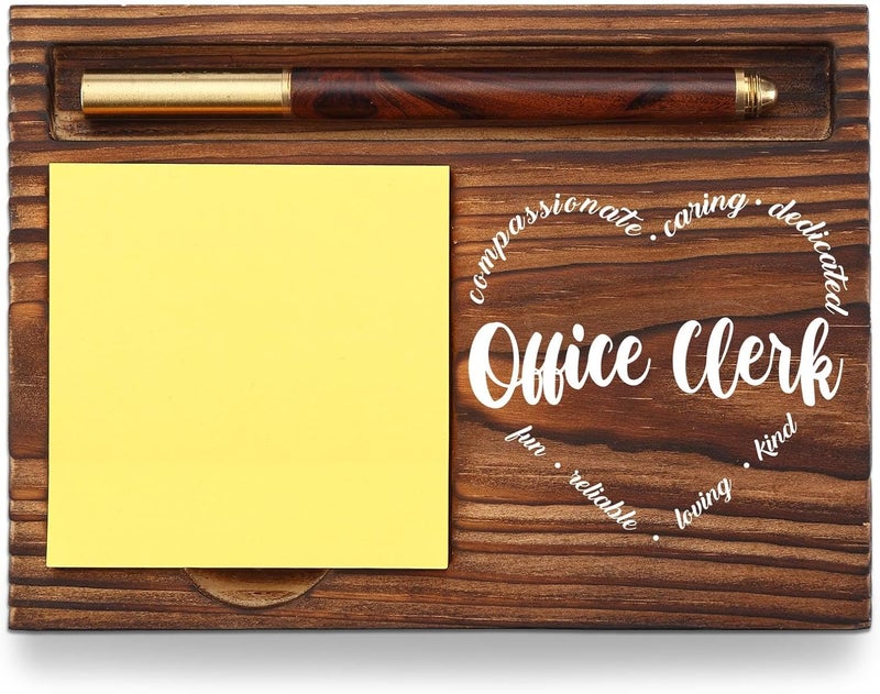 YODOCAMP Office Clerk Gift Sticky Note Holder, Office Clerk Appreciation Gift, Thank You Gifts for Admin Secretary Receptionist Office Staff, Assistant Gifts Self-Stick Note Pad Holders Desk Organizer TZP32 - Image 1
